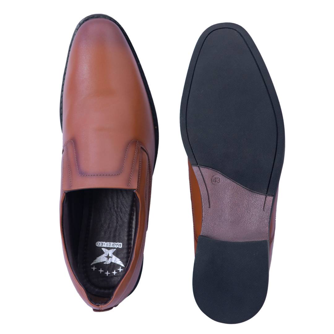 Alluring Synthetic Leather Tan Formal Shoes For Men