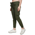 Stylish Cotton Spandex Multicolor Slim Fit Cargo Jogger For Women (Pack of 2)