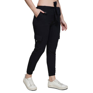 Stylish Cotton Spandex Multicolor Slim Fit Cargo Jogger For Women (Pack of 2)