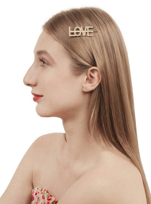 Women's Golden Metal Love Hair Clip Pin