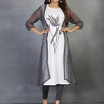 New Latest Design Digital Printed Synthetic Kurta With Shrug