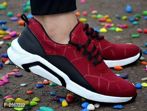 Men's Stylish and Trendy Maroon Solid Sports Shoes