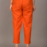 Women's Cotton Blend Western Trouser Pant (Orange)