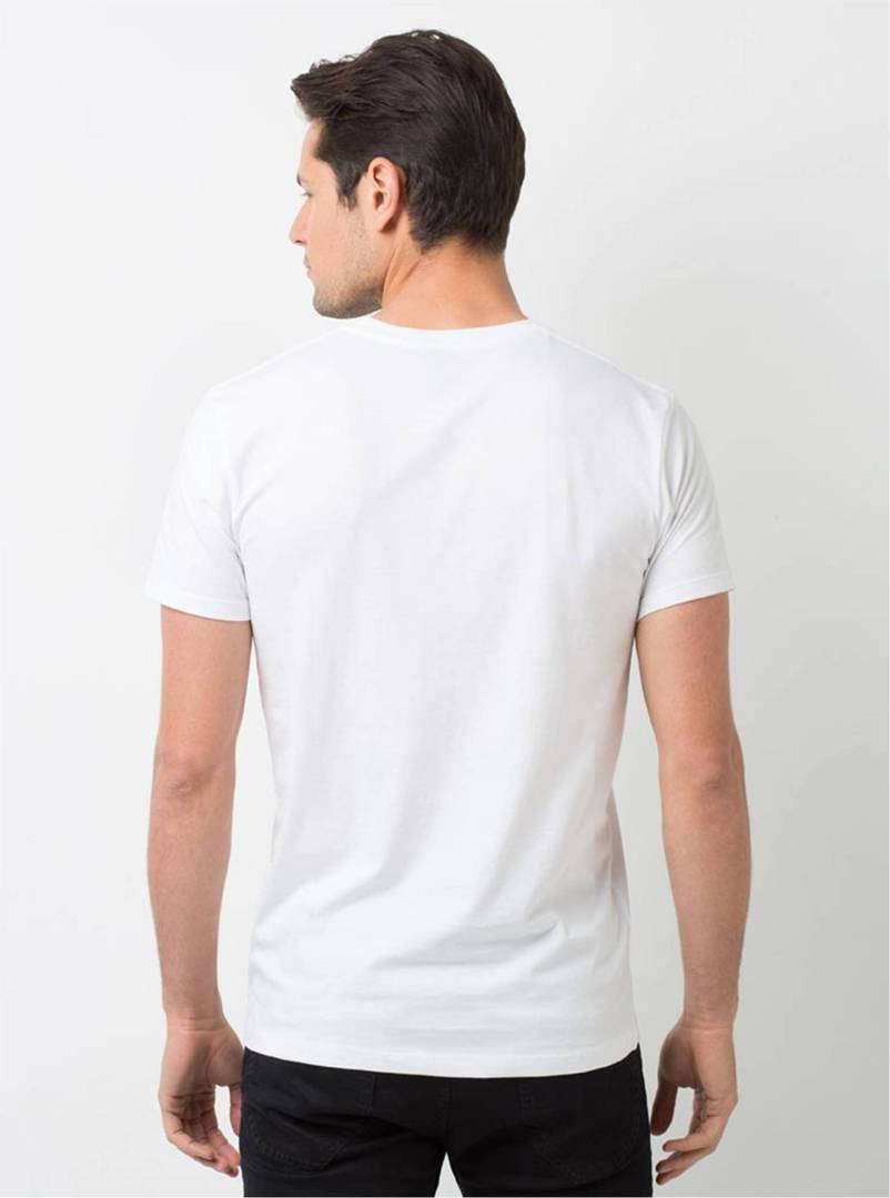 Men's White Polyester Printed Round Neck Tees