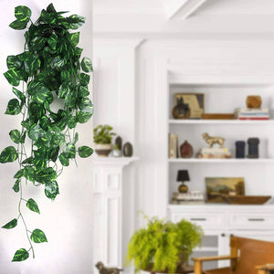 Artificial Garland Money Plant Leaf Creeper For Home Decoration, Wall Hanging, Special Occasion Decoration, Party Decoration, Office Decoration (Pack of 5 String) (6 Feet Each).