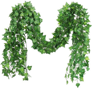 Artificial Garland Maple Plant Leaf Creeper For Home Decoration, Wall Hanging, Special Occasion Decoration, Party Decoration, Office Decoration (Pack of 5 String) (6 Feet Each).