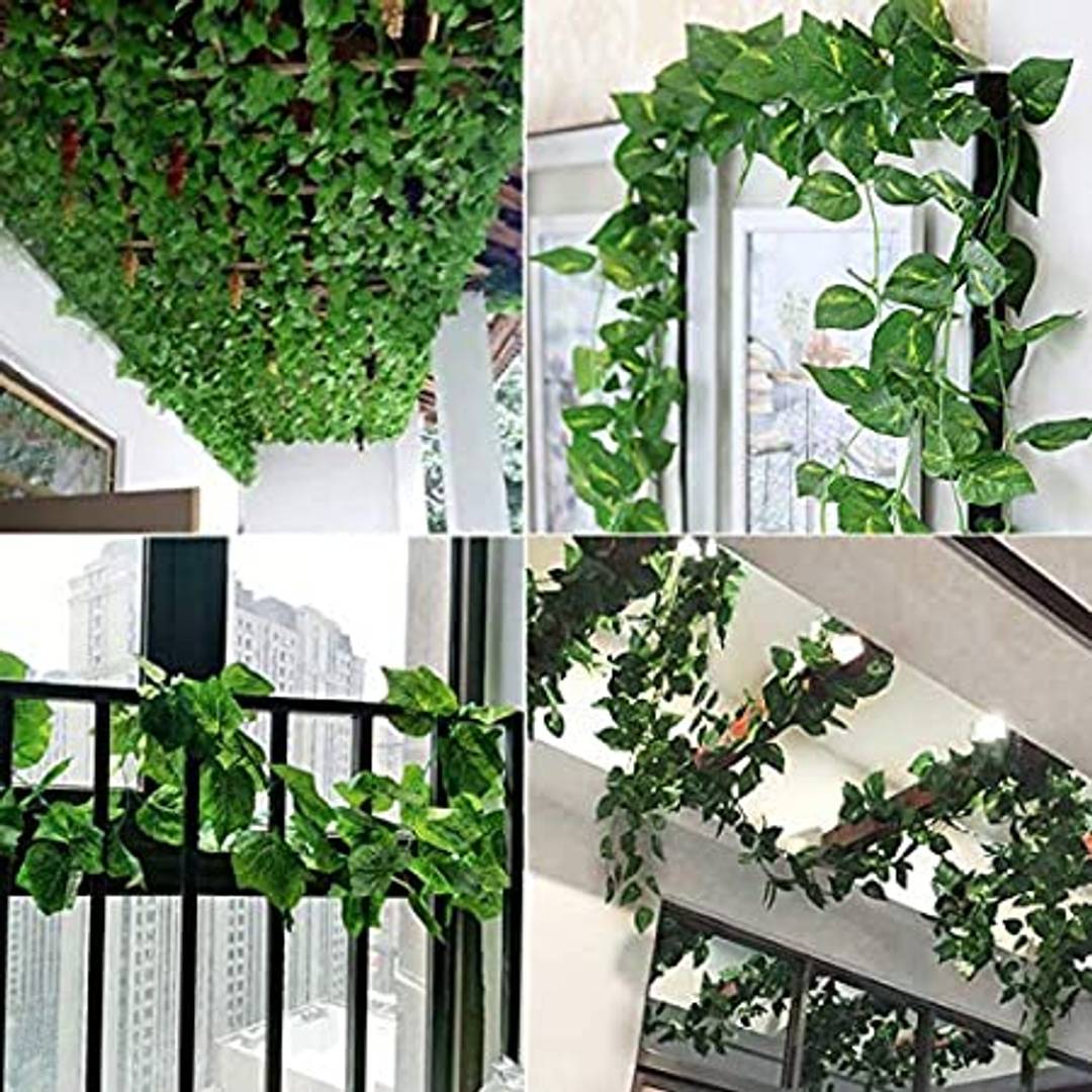 wall hanging money plant Artificial Garland Money Plant Leaf Creeper For Home Decoration, Wall Hanging, Special Occasion Decoration, Party Decoration, Office Decoration (Pack