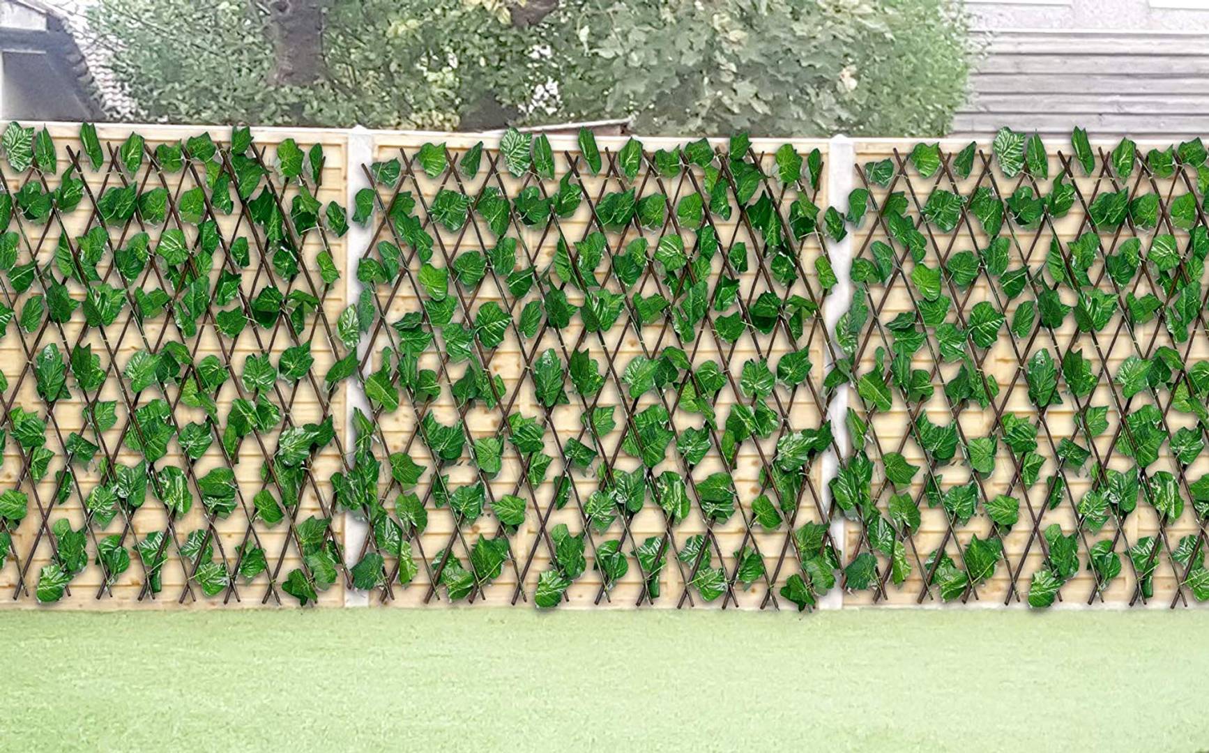 Artificial Expandable Grass Fence (Green, 2 Pieces)