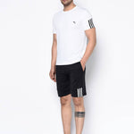 Stylish Multicoloured Striped Polyester Spandex Sports T-shirt & Shorts Set