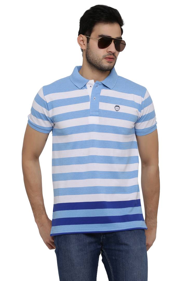 Striped Men Polo Neck  T-Shirt