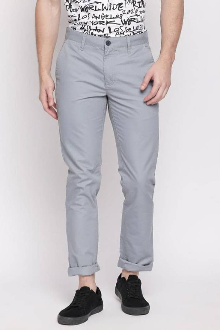High Quality Wrinkle Free Men Slim Fit Solid Trouser