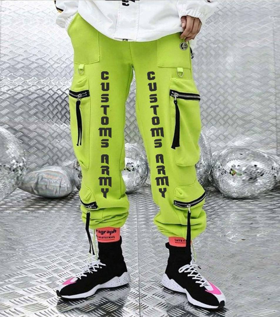 Neon Green Pant With Zipped Cargo Pockets