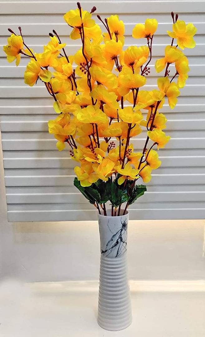 Artificial Blossom Flower bunch 7 sticks (colour-Yellow)pack of 2