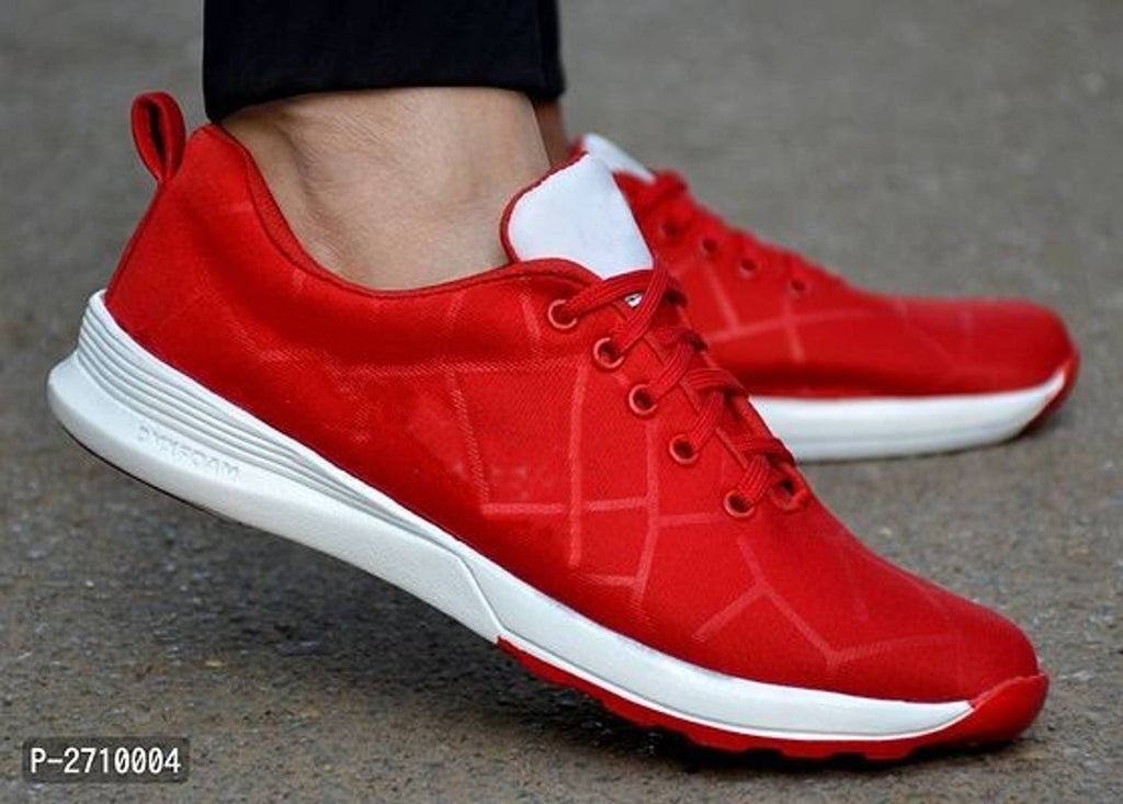 Men's Red Self Design Sports Jogging Shoes