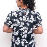 Stylish Viscose Rayon Navy Blue Floral Print Top For Women