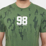 Men's Green Printed Cotton Round Neck Tees