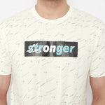 Men's Off White Printed Cotton Round Neck Tees