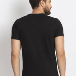 Men's Black Printed Cotton Round Neck Tees