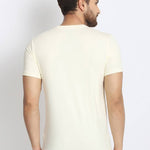 Men's Off White Printed Cotton Round Neck Tees