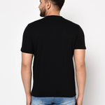 Men's Black Printed Cotton Round Neck Tees