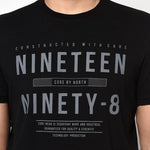 Men's Black Printed Cotton Round Neck Tees