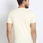 Men's Off White Printed Cotton Round Neck Tees