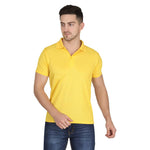 Stylish Polyester Yellow Solid Polo T-shirt For Men