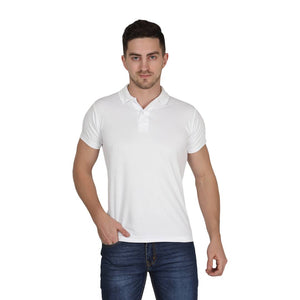 Stylish Polyester White Solid Polo T-shirt For Men