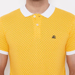 Elegant Yellow Cotton Blend Solid Polos For Men