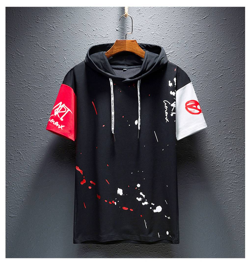 Men's Cotton Printed Hooded T Shirt