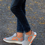 Stylish Grey Mesh Upper Sports Shoes For Men
