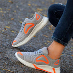 Stylish Grey Mesh Upper Sports Shoes For Men