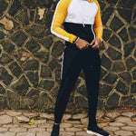 Men's Yellow and White Panel Track Suit