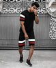 Men's Urban Black and Red Stripe T Shirt and Shorts Combo Suit