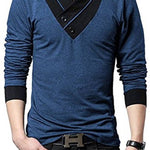 Stylish Cotton Blue Solid Full Sleeves T-shirt For Men