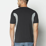 Men's Jersey Round Neck Sports T-Shirt - Black & Grey