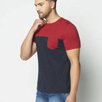Solid Navy & Maroon Men's Round Neck Classic Fit with Front Pocket T-Shirt…