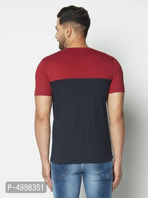 Solid Navy & Maroon Men's Round Neck Classic Fit with Front Pocket T-Shirt…