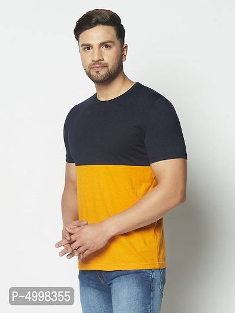 Men's Round Neck  Color-Block  Classic Slim Fit T-Shirt