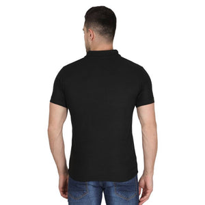 Stunning Black Polyester Solid Polos For Men