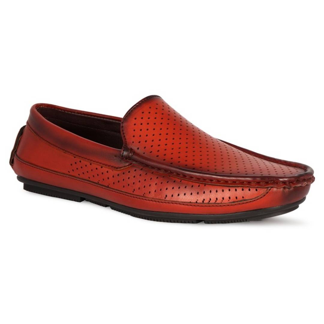 Stylish Tan Synthetic material Self Design Loafers For Men