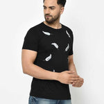 Trendy Cotton Black Leaf  Design T-shirt