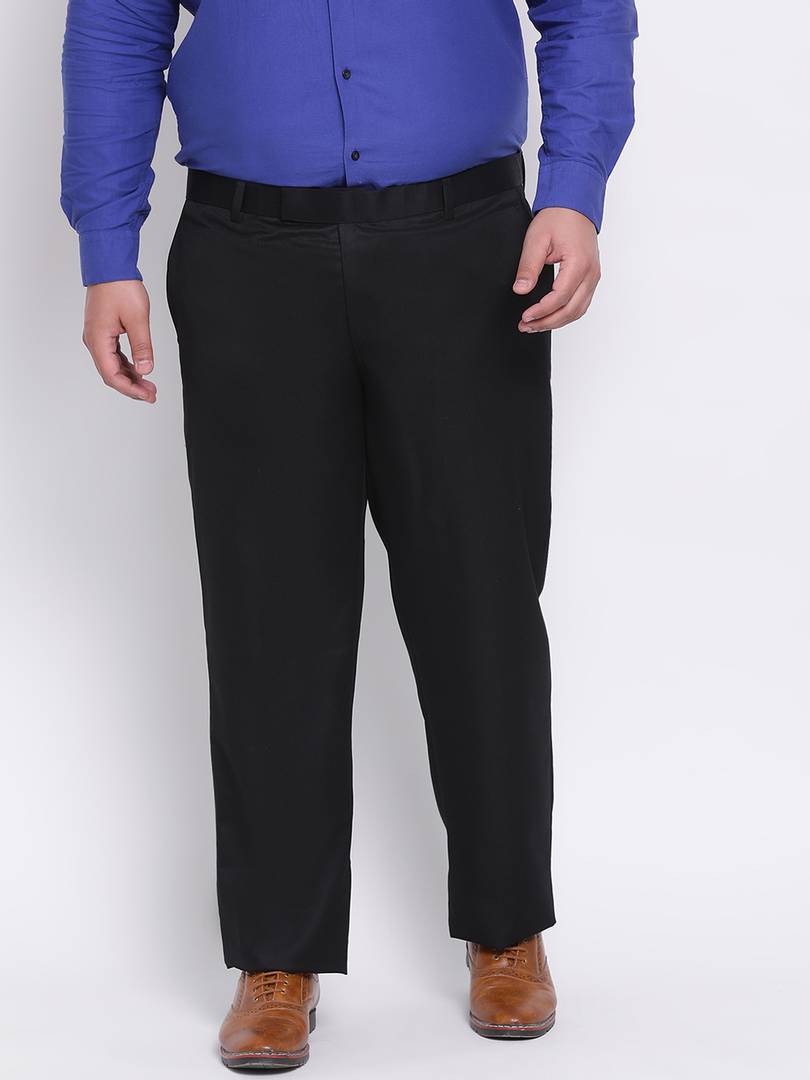 Elegant Black Polyester Viscose Solid Regular Trousers For Men  Dilutee  India