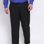 Elegant Black Polyester Viscose Solid Regular Trousers For Men