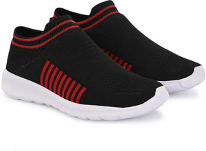 Men's Stylish and Trendy Black Striped Mesh Casual Sneakers