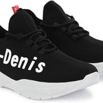 Men's Stylish and Trendy Black Printed Mesh Casual Sneakers