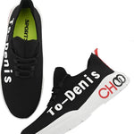 Men's Stylish and Trendy Black Printed Mesh Casual Sneakers
