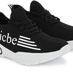 Men's Stylish and Trendy Black Printed Mesh Casual Sneakers