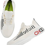 Men's Stylish and Trendy White Printed Mesh Casual Sneakers