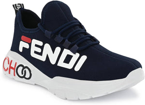 Men's Stylish and Trendy Navy Blue Printed Mesh Casual Sneakers